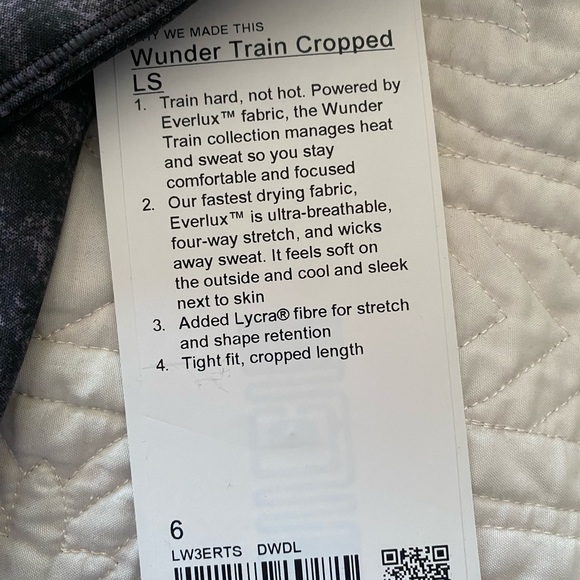 Brand new Lululemon wunder train crop long sleeved shirt. - Picture 2 of 5